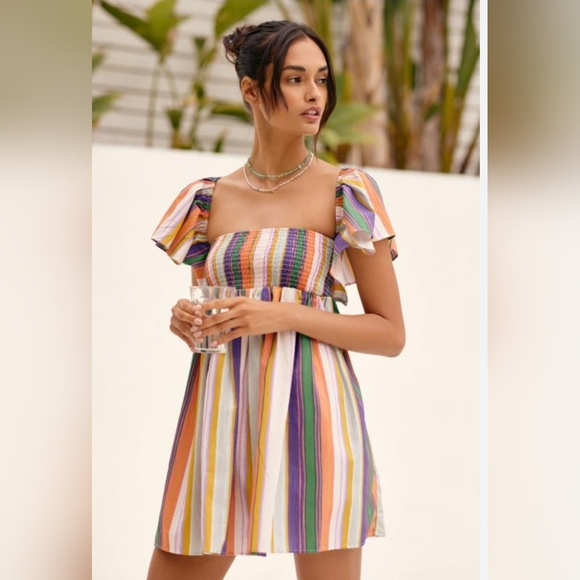 Anthropologie Dresses & Skirts - Anthropologie Ruffle Sleeve Open Back Mini Dress